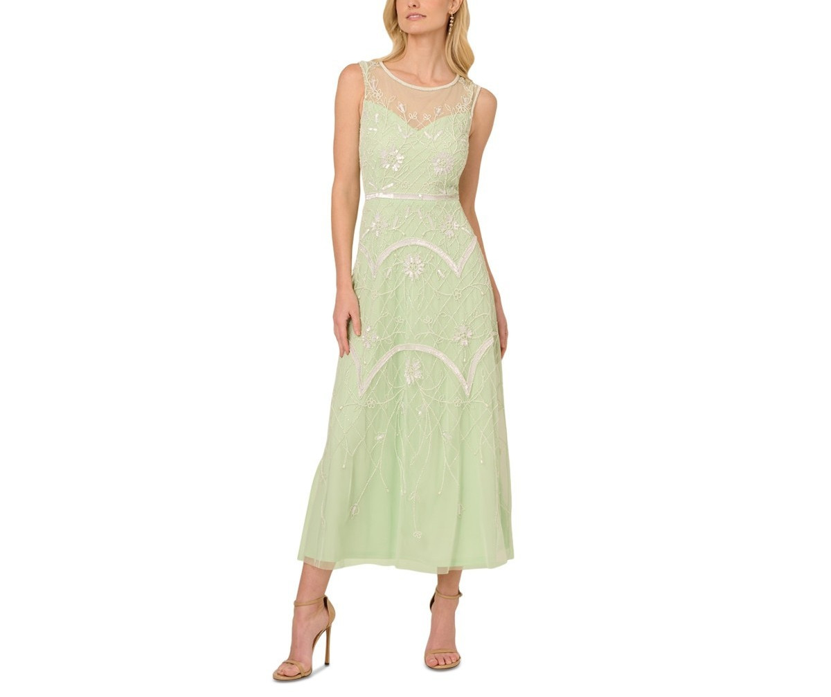 Adrianna Papell Embellished Sleeveless Midi Dress MSRP $329 # 14B 2480 Blm