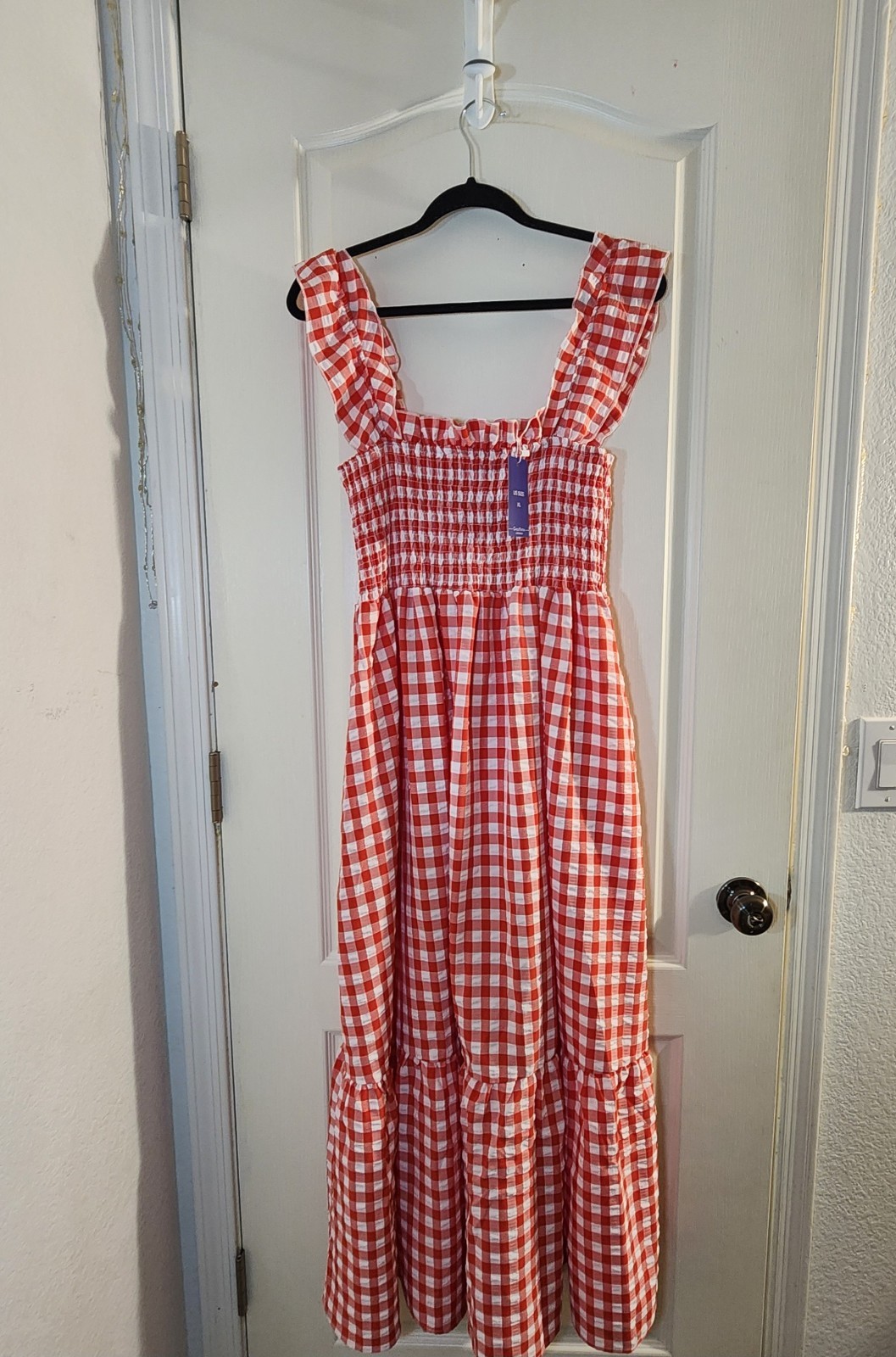 Retro Plaid/Gingham Maxi Dress By Chouyatou Women’s XL NWT Pockets