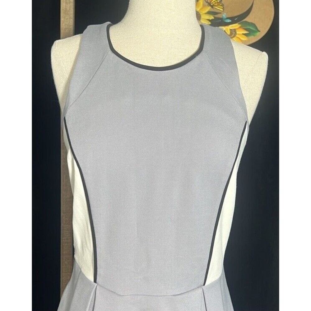 ANTHROPOLOGIE TL The Letter Fit & Flare Colorblocked Dress Small, Gray and White