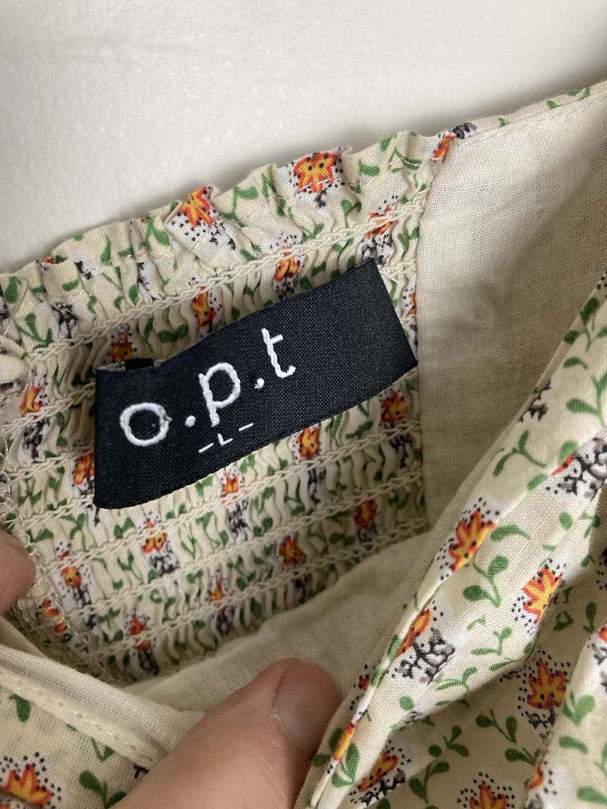 O.p.t. River Sweetheart Midi Dress Puff Sleeve Large Floral Cottage Cottagecore