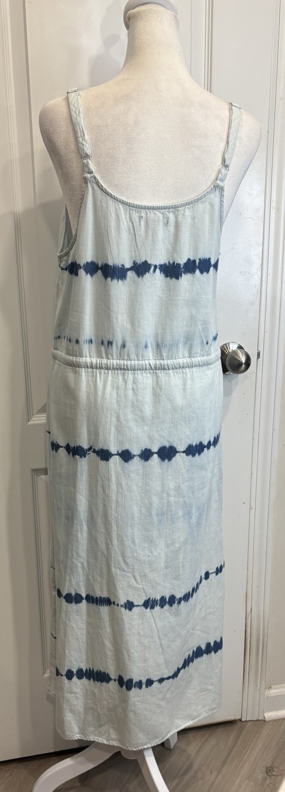 FALLS CREEK TieDye Maxi Dress M Sleeveless Strappy Drawstring Waist Coastal Boho