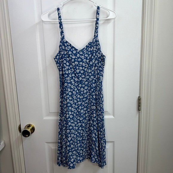 Old Navy blue floral adjustable cami mini summer dress lightweight casual M