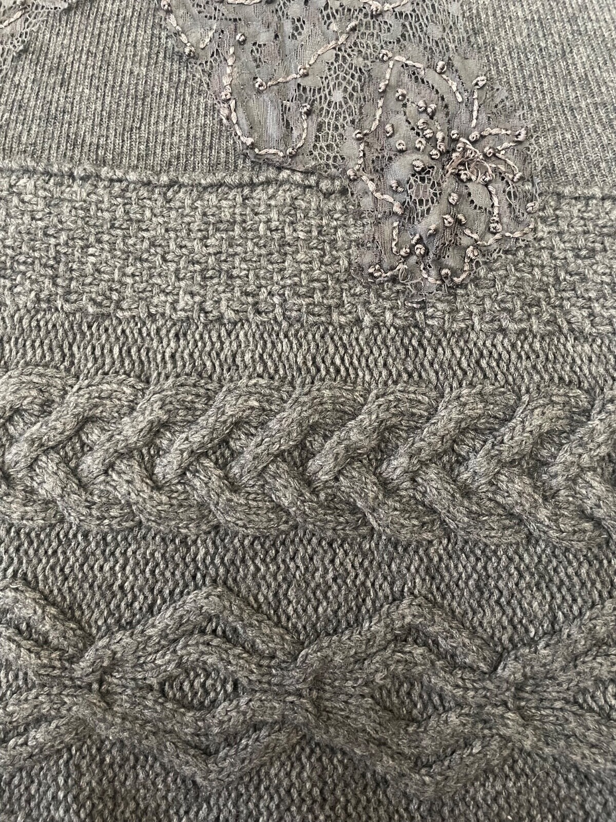 AEFFE Spa Dress Sleeveless Knit Fabric Blend Gray Floral Embroidered 44 Italy