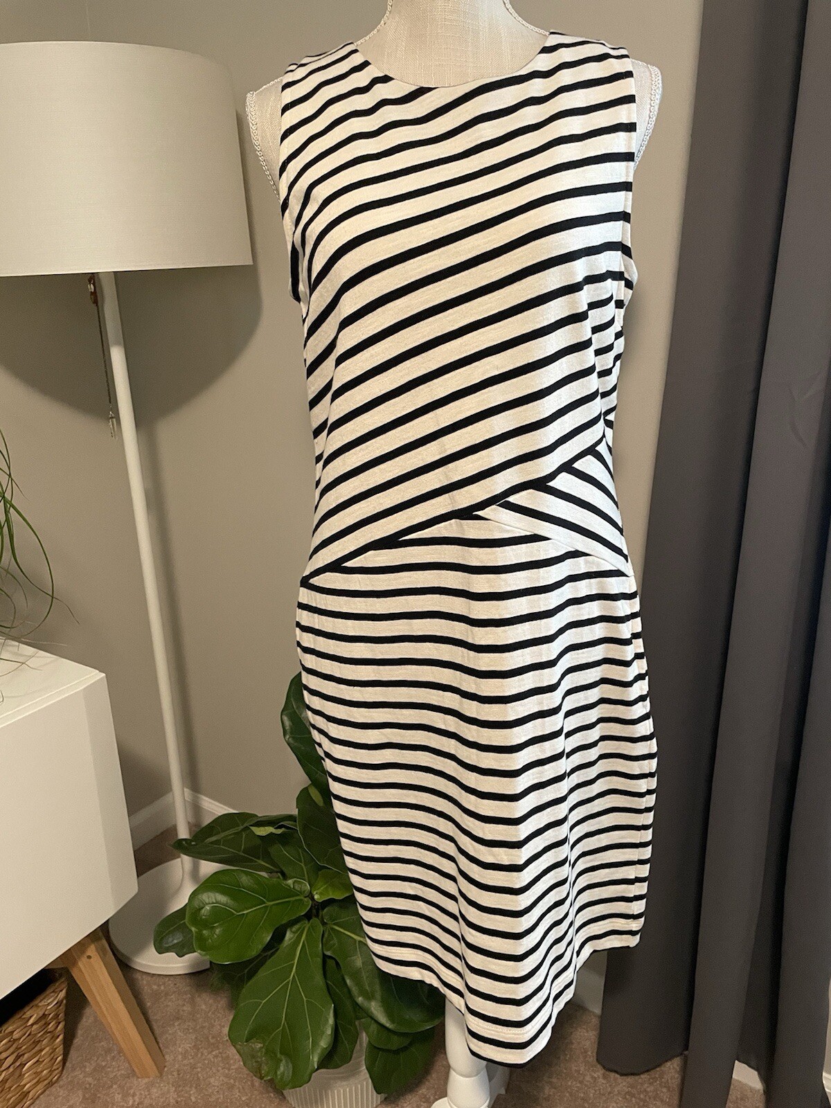 NWT! Talbots Petites Classic Striped Sleevless Sheath 100% Cotton Dress Size MP