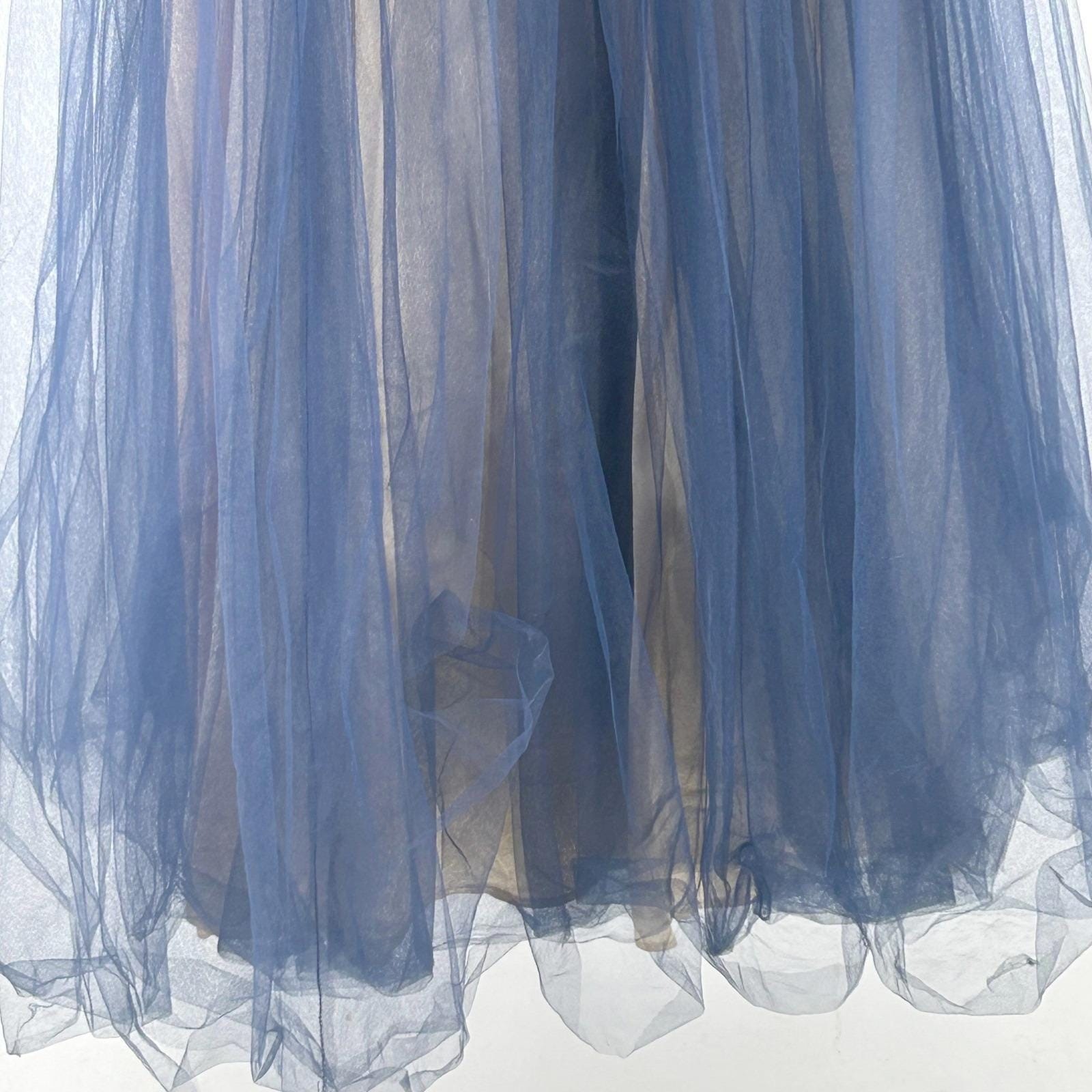 Vtg Jessica McClintock Navy Lace Corset Tulle Evening Gown 6 Whimsigoth Fairy