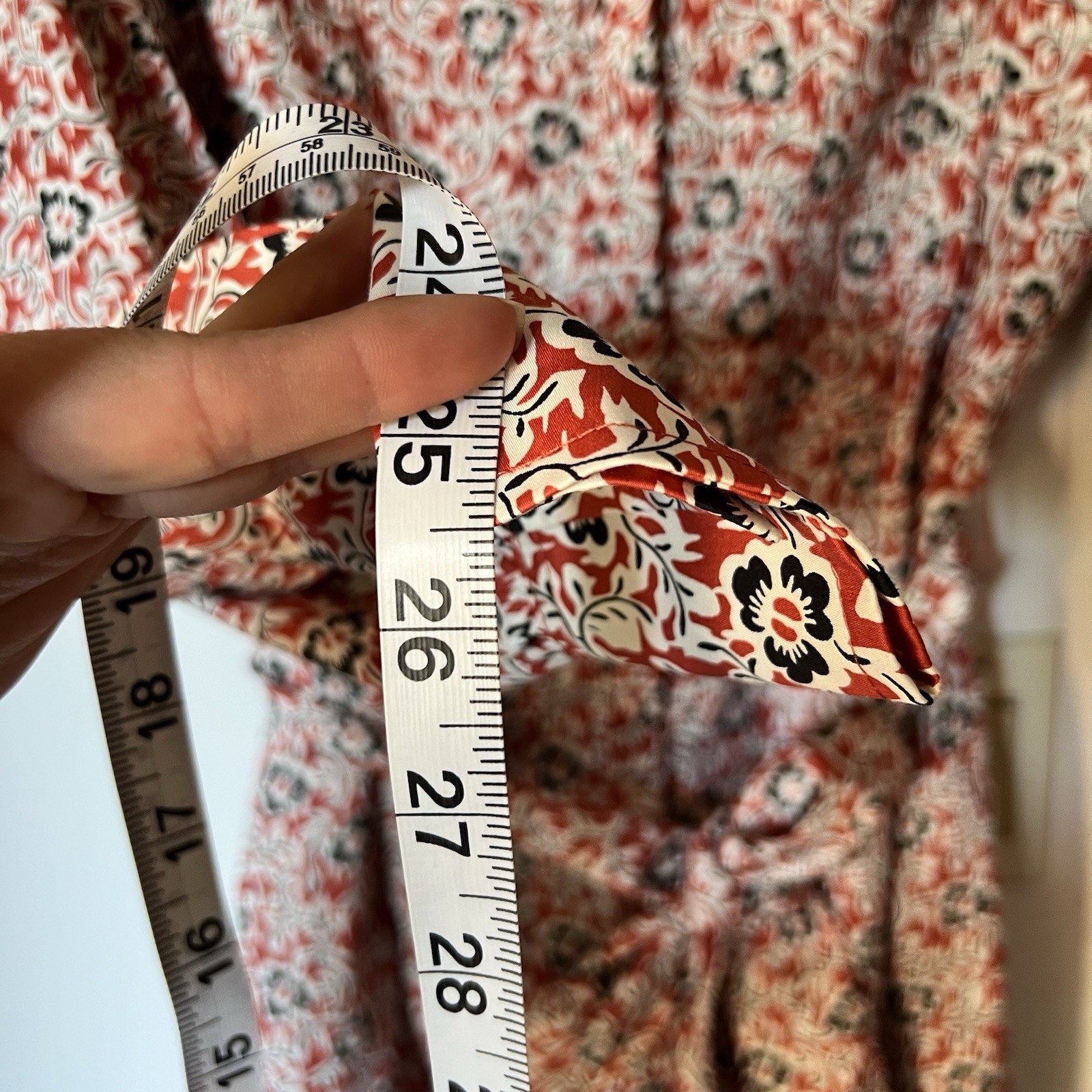 Boden Womens Dress Red Mini Floral Shirtdress Waist Tie Long Sleeve Boho Size 8L