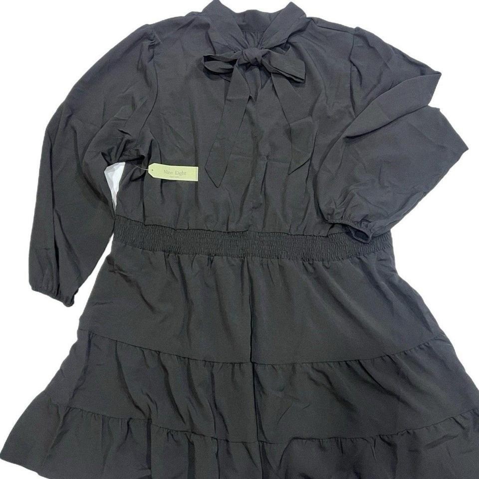 NINE EIGHT NEW YORK Sz 3X Black Mock Neck, Peasant, Tiered Women’s Dress