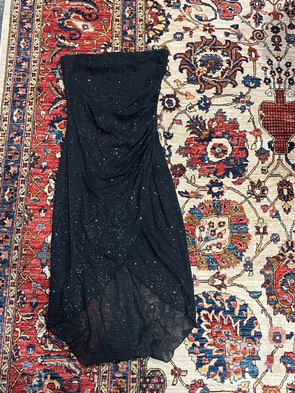 Izzy & Jae Strapless Black Glitter Sequin Party Cocktail Dress Small USA