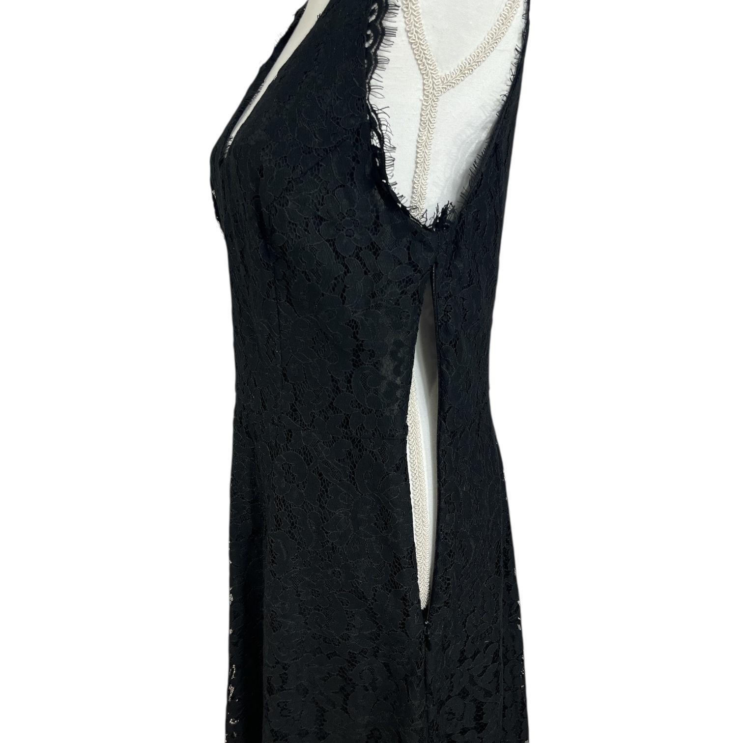 Joie Dress Womens Large Black Lace Fit & Flare V Neck Sleeveless Cocktail Party