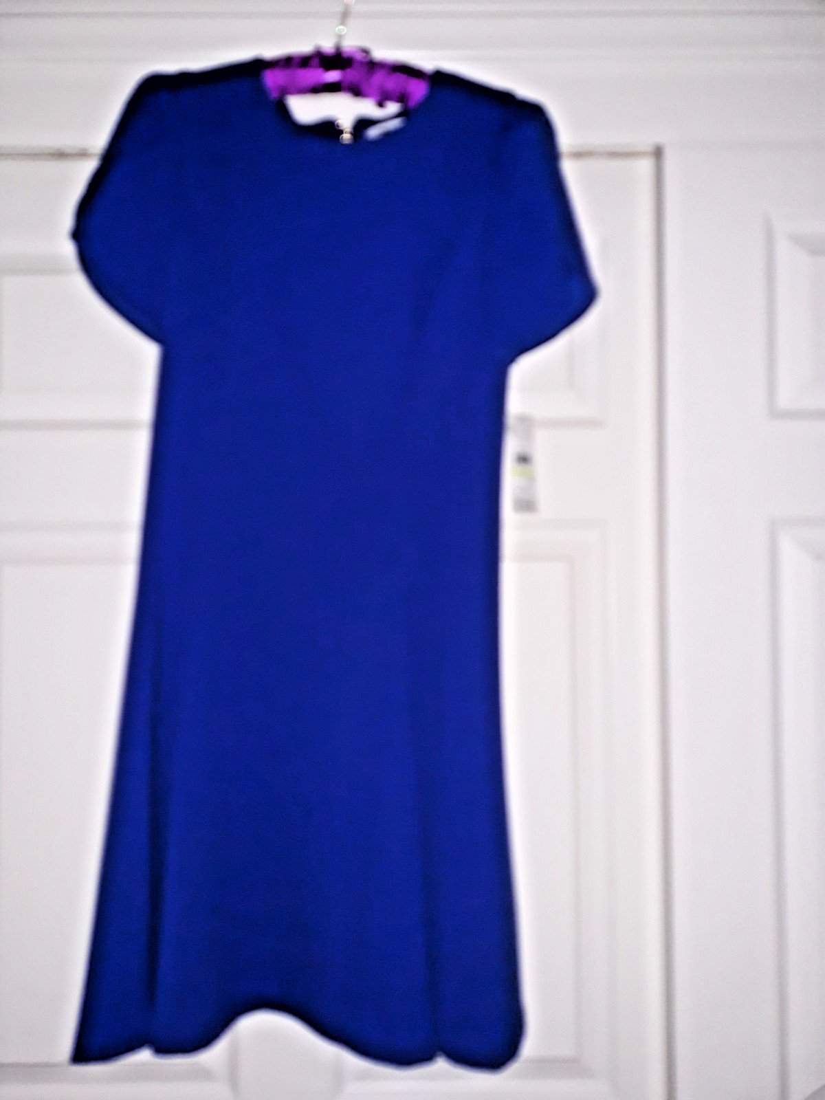 Stunning DKNY Solid Blue Midi Dress w Flutter Sleeves & Flair Hem 4