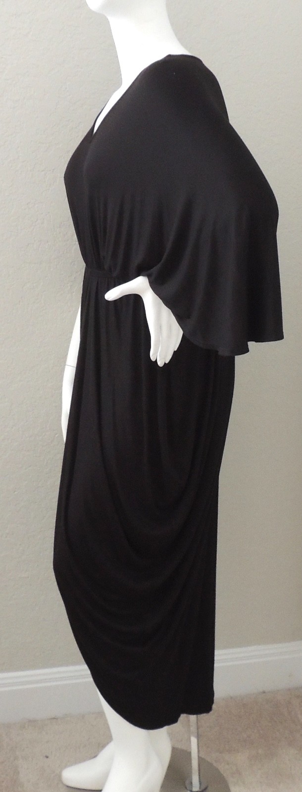Love In V-Neck Stretch Empire Waist Draped Dress Black Plus 1XL 2XL 3XL – New!