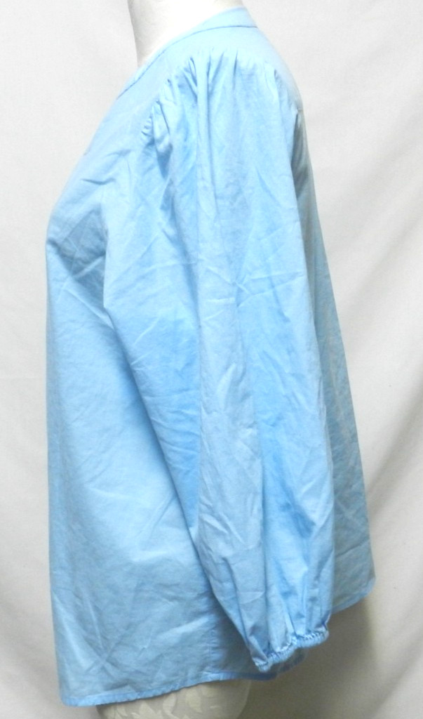 J Mclaughlin Size Sz Large Lg L twill Cotton blue button down top blouse 3/4 slv
