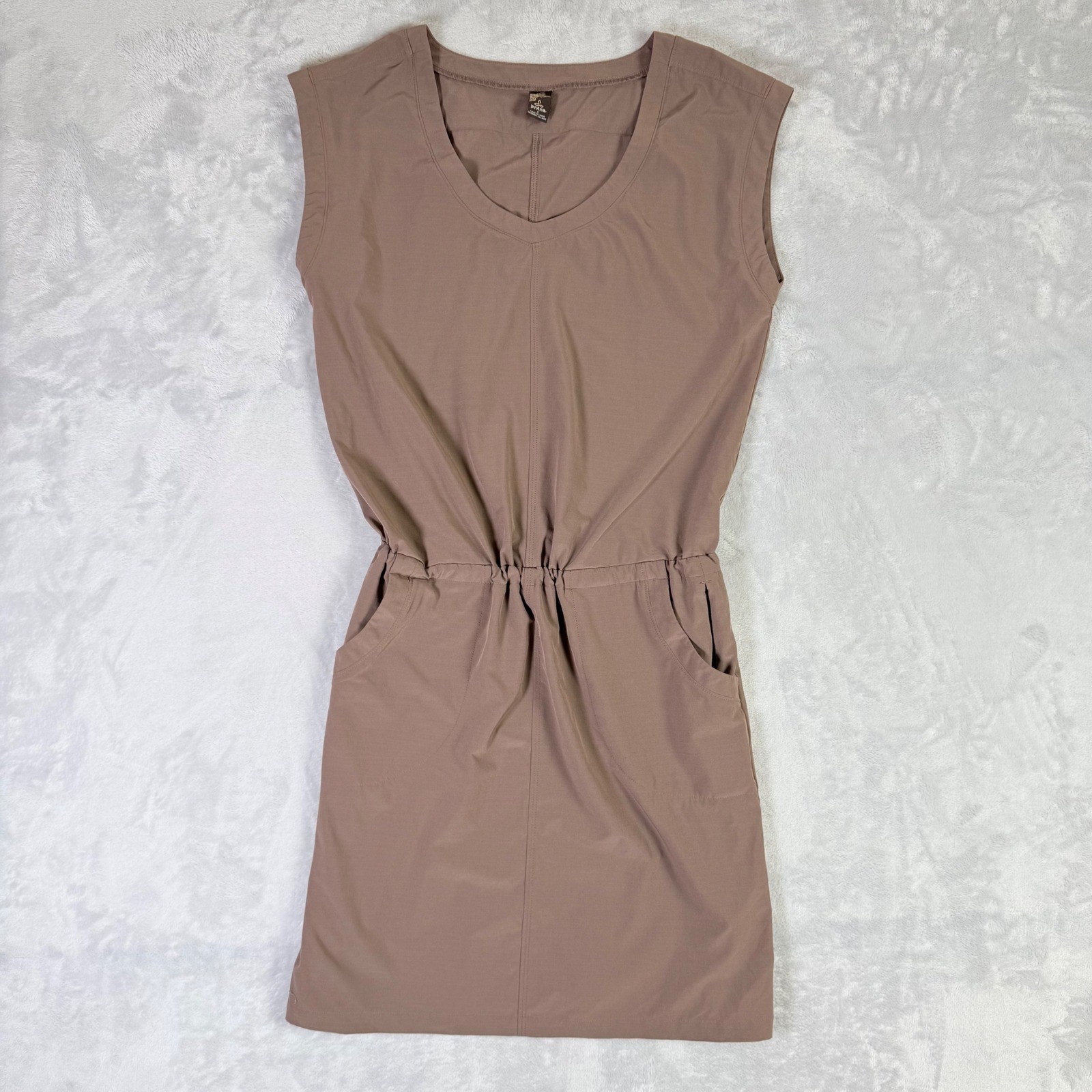 Prana Norma Dress Womens Small Brown Sleeveless Elastic Waist Recycled Active