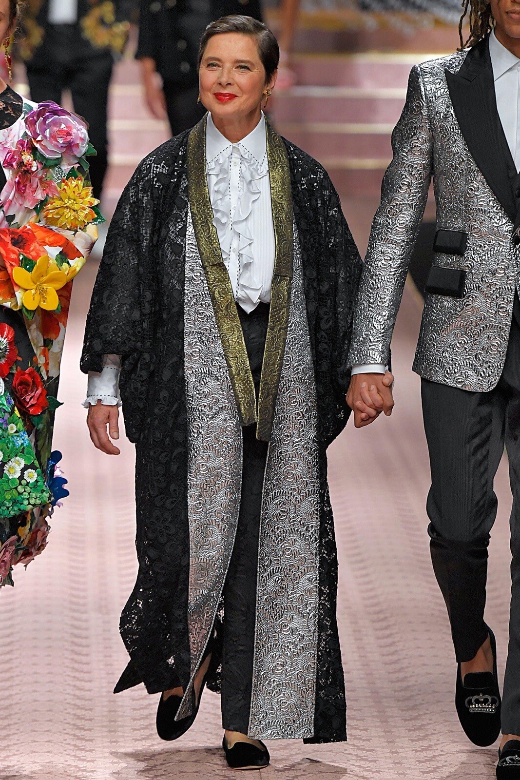 £4800 Dolce & Gabbana Black Lace Kimono Dress IT 38 Runway Isabella Rossellini