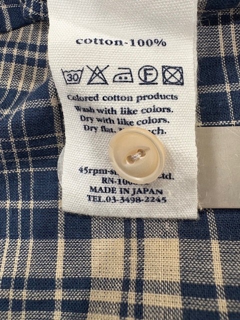 45r by 45rpm Studio Co Ltd Japan Cotton Navy Blue Combo Plaid Shirt Dress Japan2