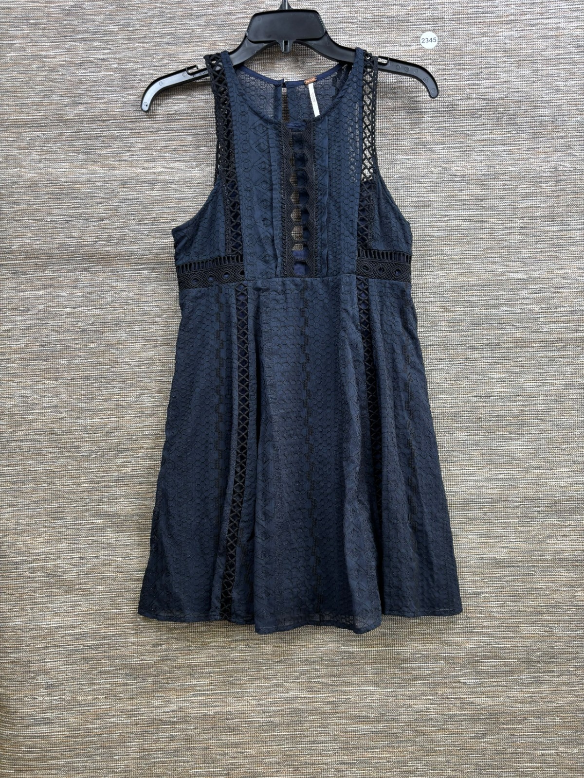 Free People Wherever You Go Sleevless Emboridered Lace Dress Sz 4 Blue OB534347