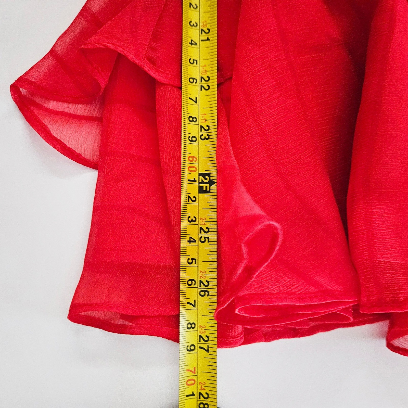 Saints + Secrets Red Ruffle Mini Dress Wrap V-Neck Tie Waist Striped Sleeveless