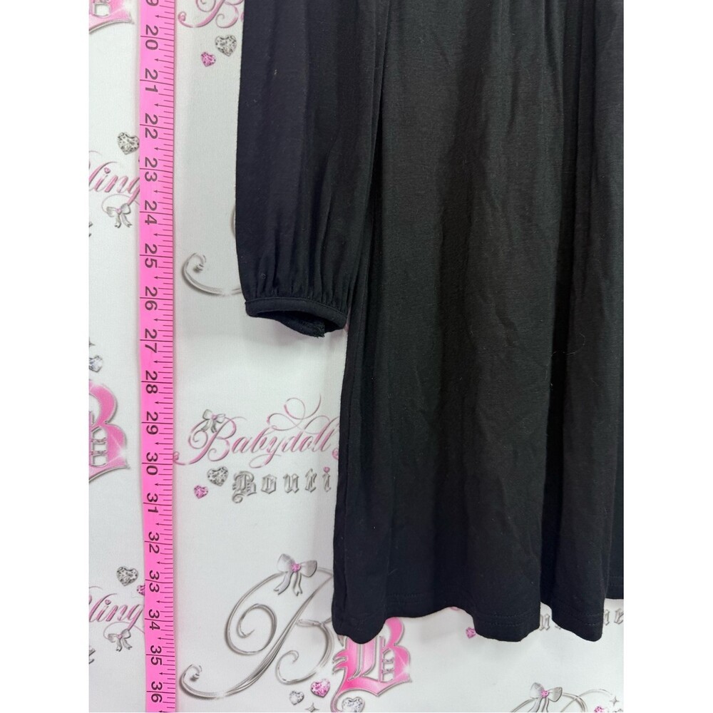 Valleygirl dress Black Long Sleeve V-Neck Dress with Embellished Waist Buckle