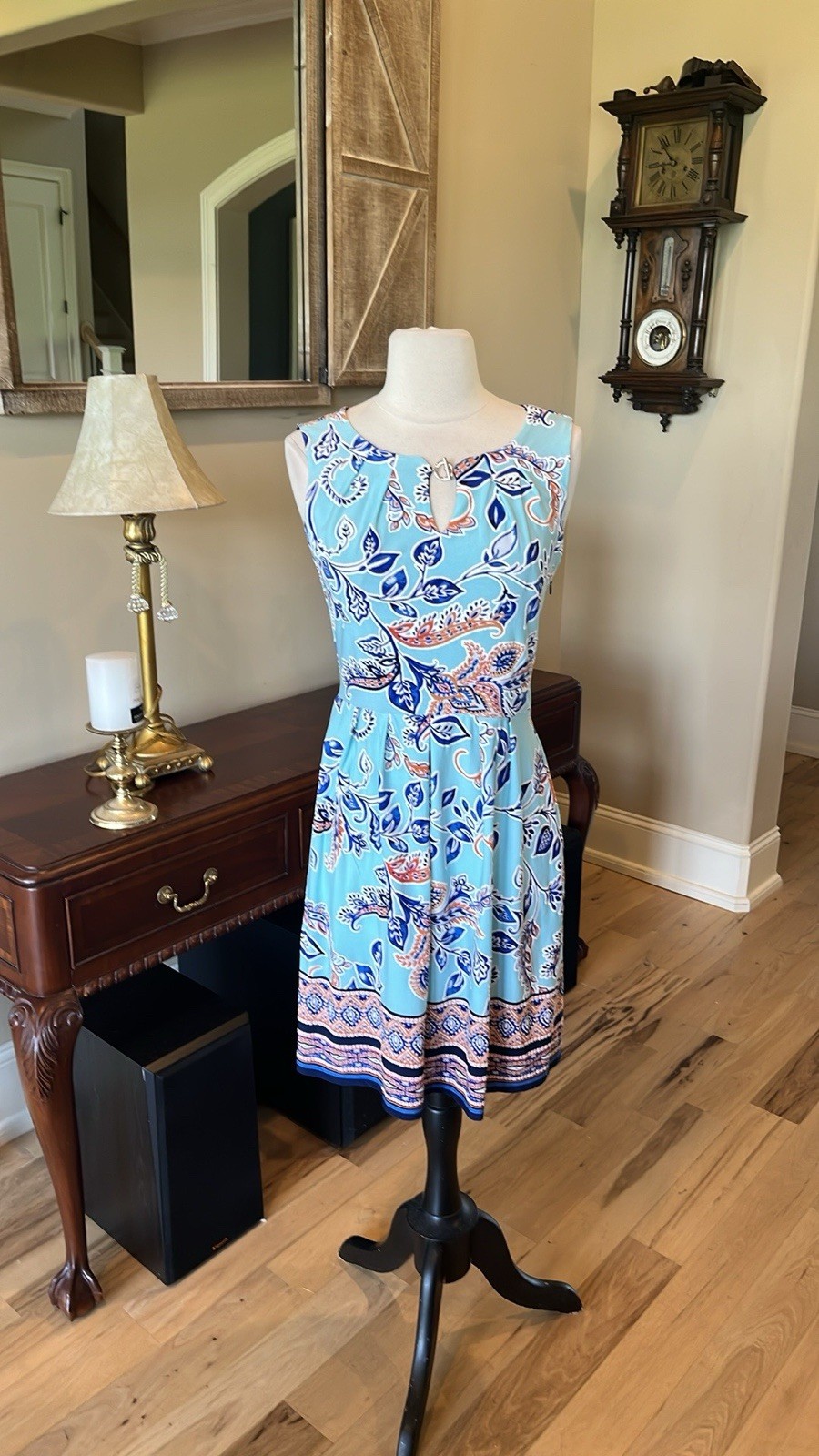 Bright Sky Blue Fit And Flare Dress Business Dinner Party