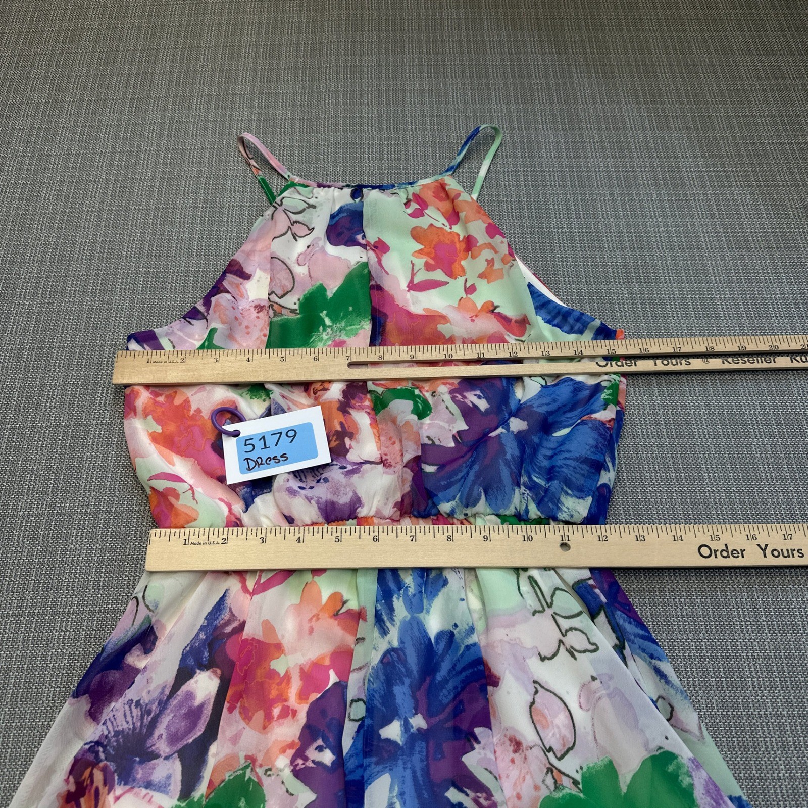 New Indie Fairycore Floral High Low Dress Small Halter Midi Watercolor Cottage