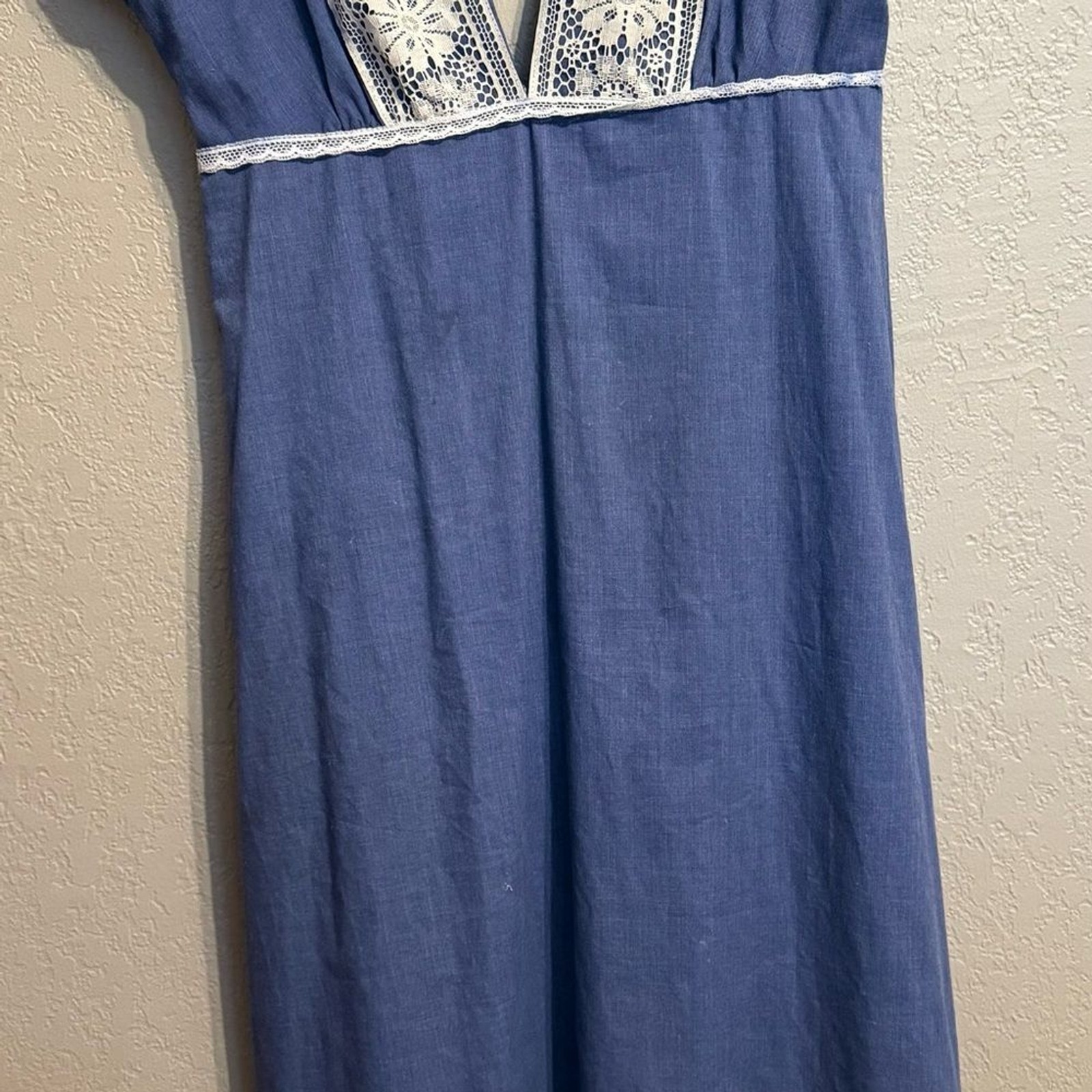 VTG Vintage Evelyn Pearson Long Blue Maxi Style MuMu Dress Medium