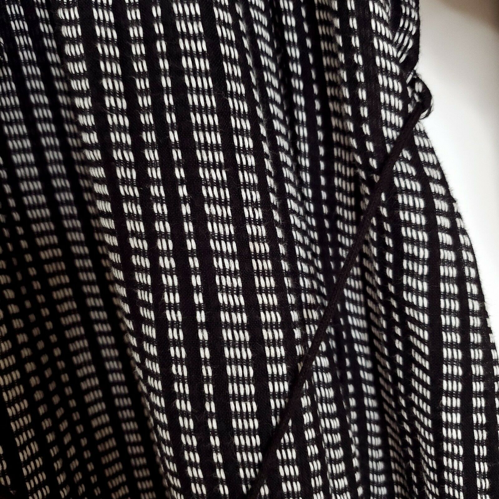 Zimmermann Pavilion Striped Dress 2 Black White Cotton Gauze Tassel Tie Women’s