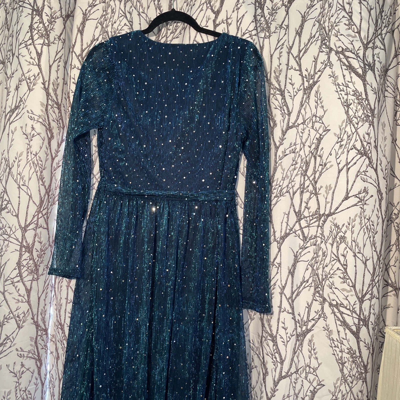 Embellished Flowy Maxi Teal Sequin/Glittery Chifon Dress XL/12 Formal Festive