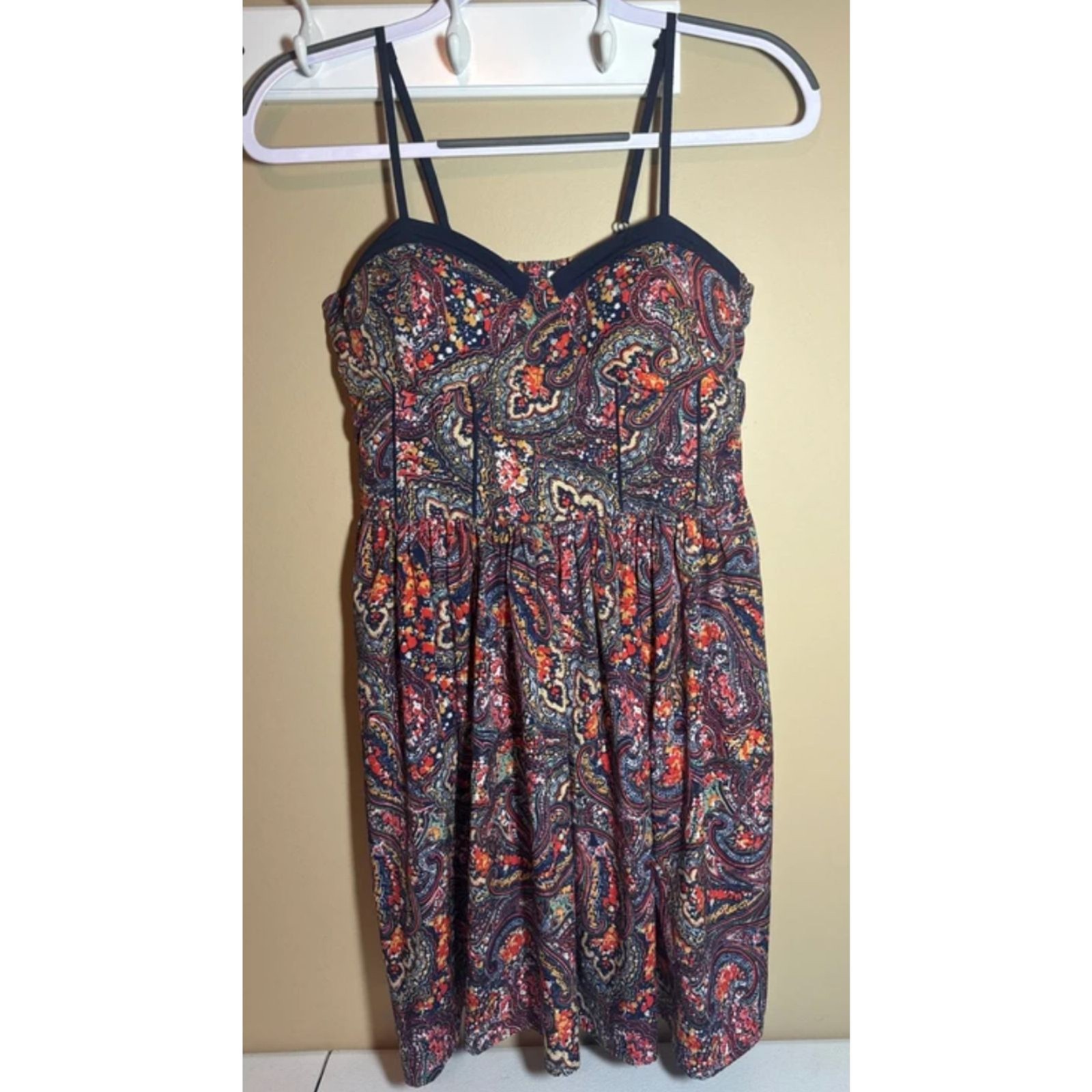 American Rag Multicolor Paisley Adjustable Straps Pockets Dress Women’s L 2015