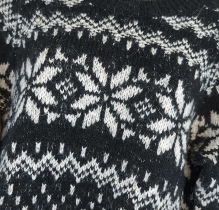 Abercrombie Fitch Sweater Dress Charcoal Gray White Fair Isle Snowflake Large