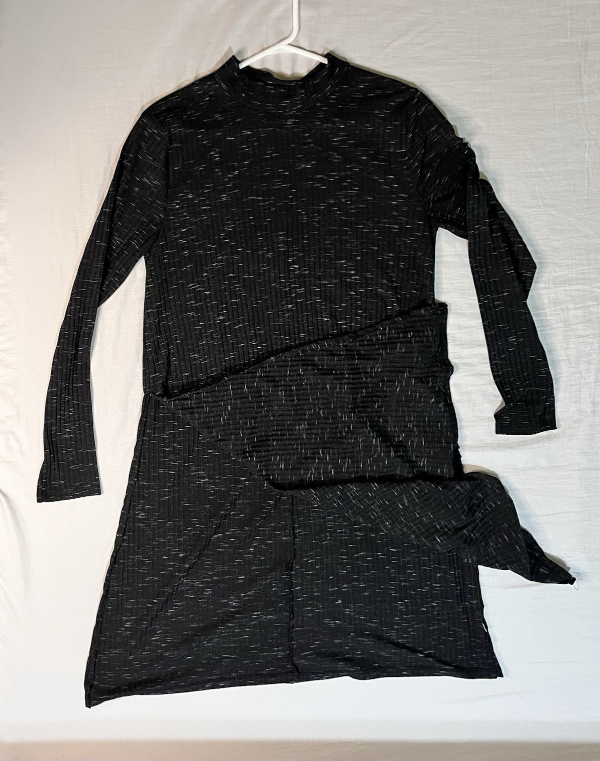 Faded Glory Womens Black Knit T-Shirt Dress Tunic Long Sleeve Stretch M 8-10