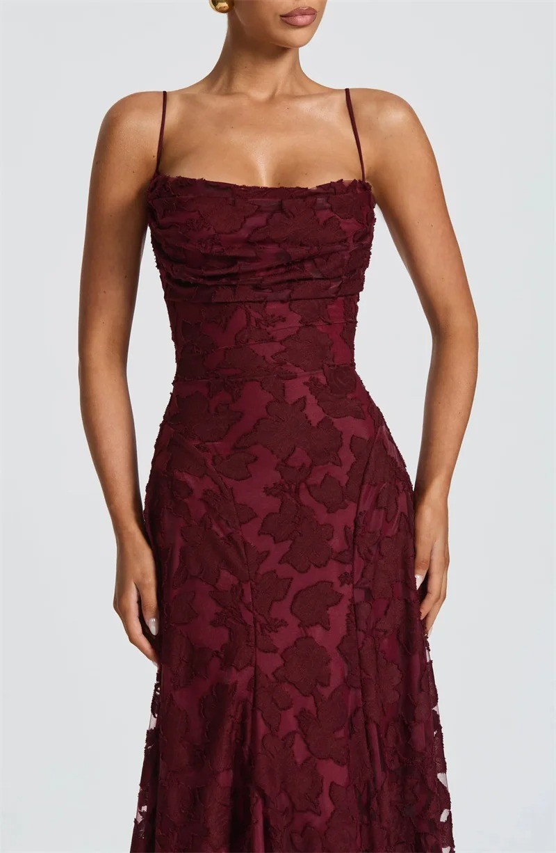 Backless Sexy Maxi Dress Spaghetti Strap Off-shoulder Sleeveless Lace-up Dress