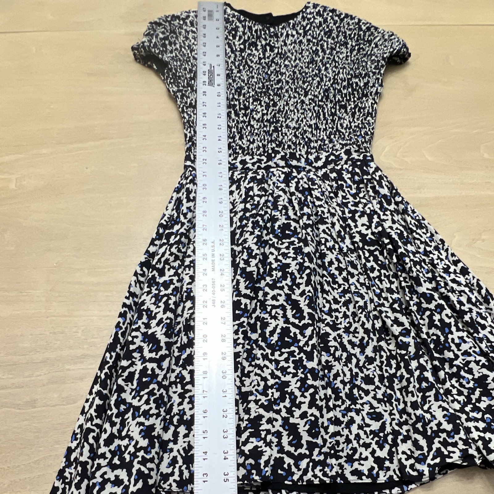 Proenza Schouler Fit & Flare Knee Dress Abstract Knit Black White Blue size 2