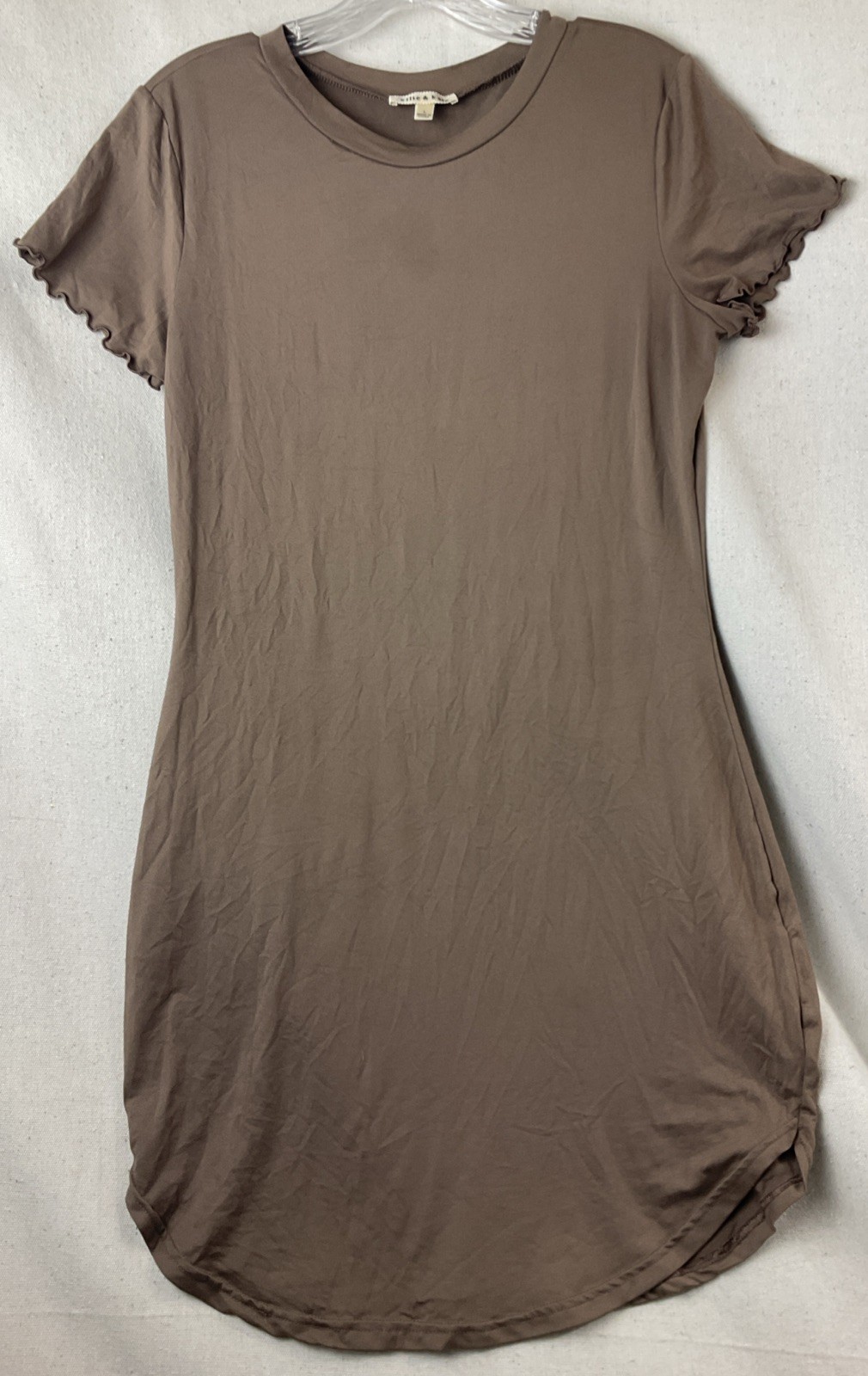 Ellie & Kate Womens Brown Short Sleeve Scoop Neck Knit T-Shirt Dress L