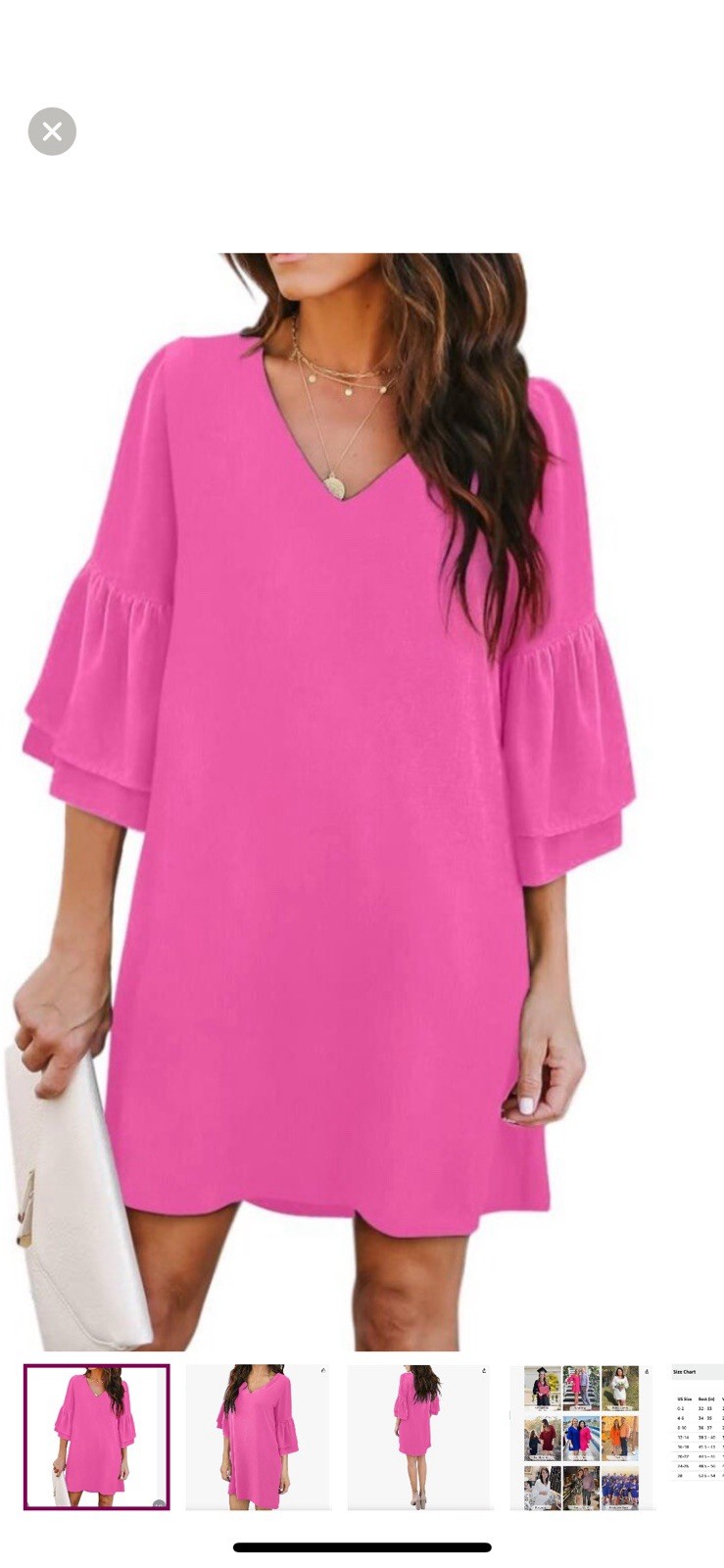 Belongsci Womens Short Ruffle Sleeve Lined Short Dress. Pink. Medium. NWT