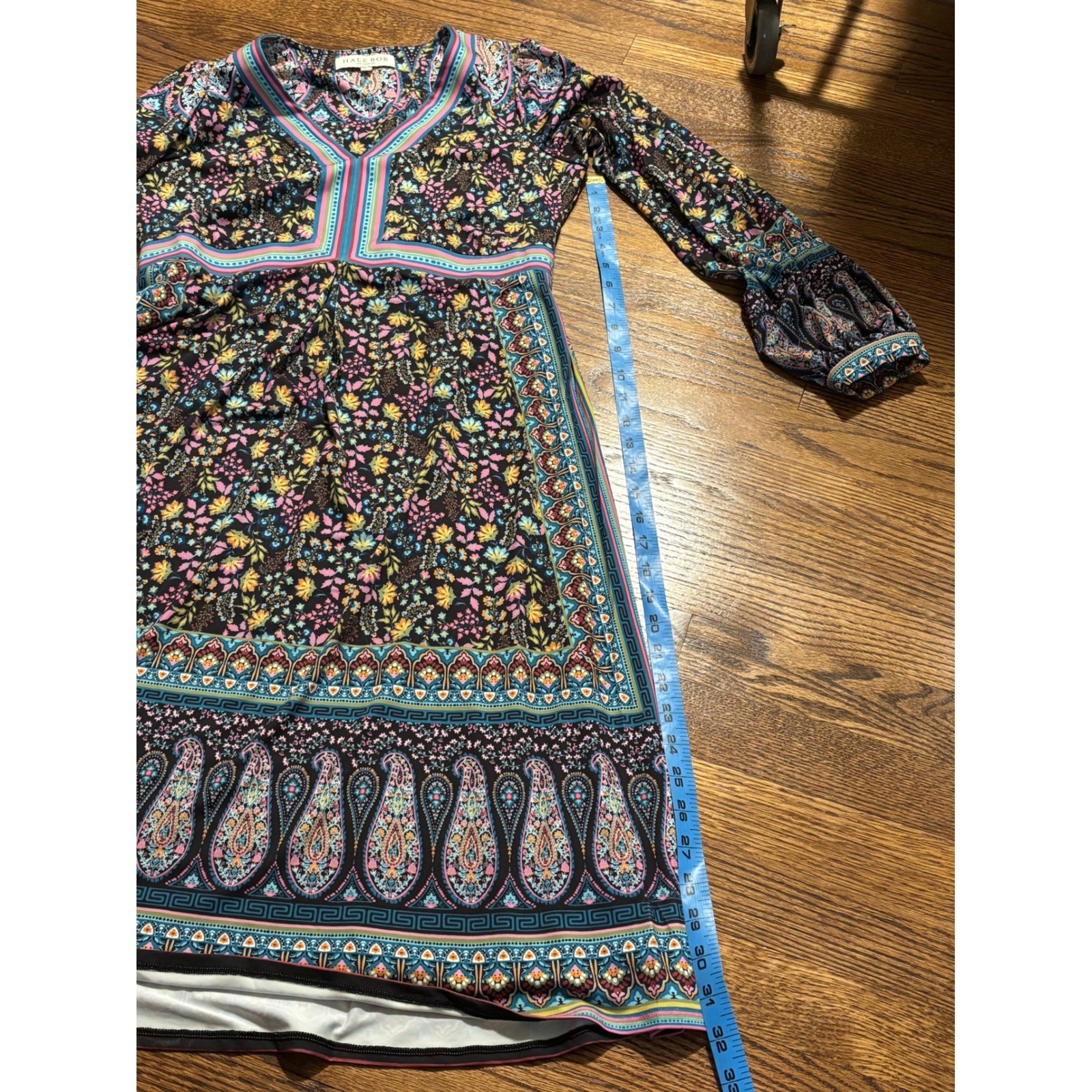 Hale Bob | Rose Jersey Dress Midi V-Neck Sz M