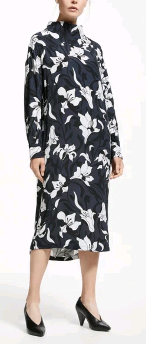 KIN John Lewis Loki Floral Print Button Collar Midi Dress Size 12