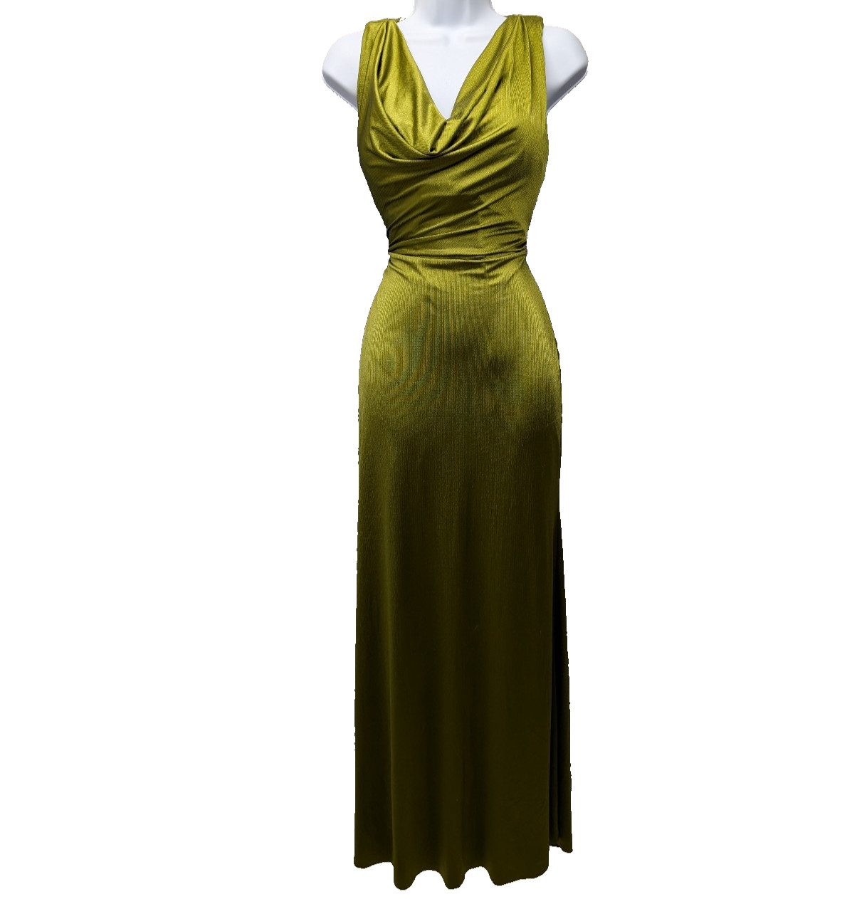 Popilush Satin Maxi Dress Womens Large Built In Shapewear Event Glam Cowl Smooth