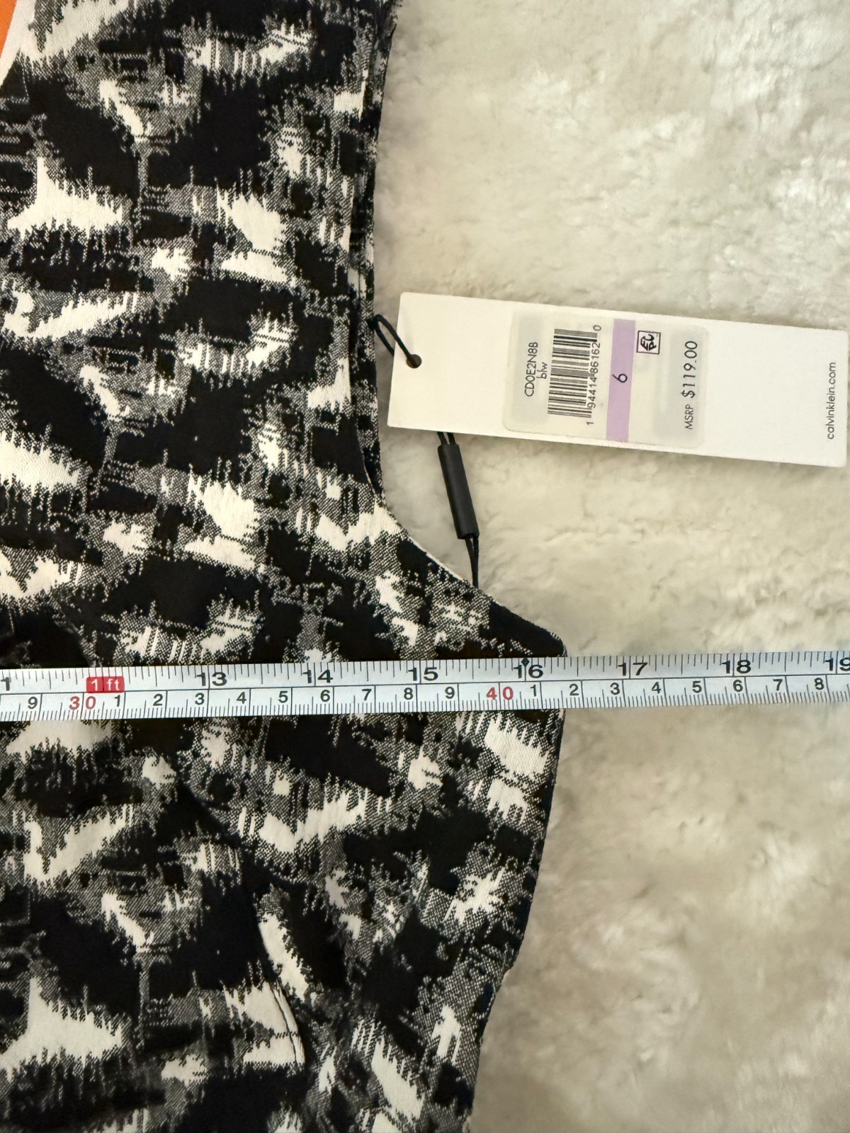 Calvin Klein Women’s Pencil Dress Size 6 Black White Geometric Office Business
