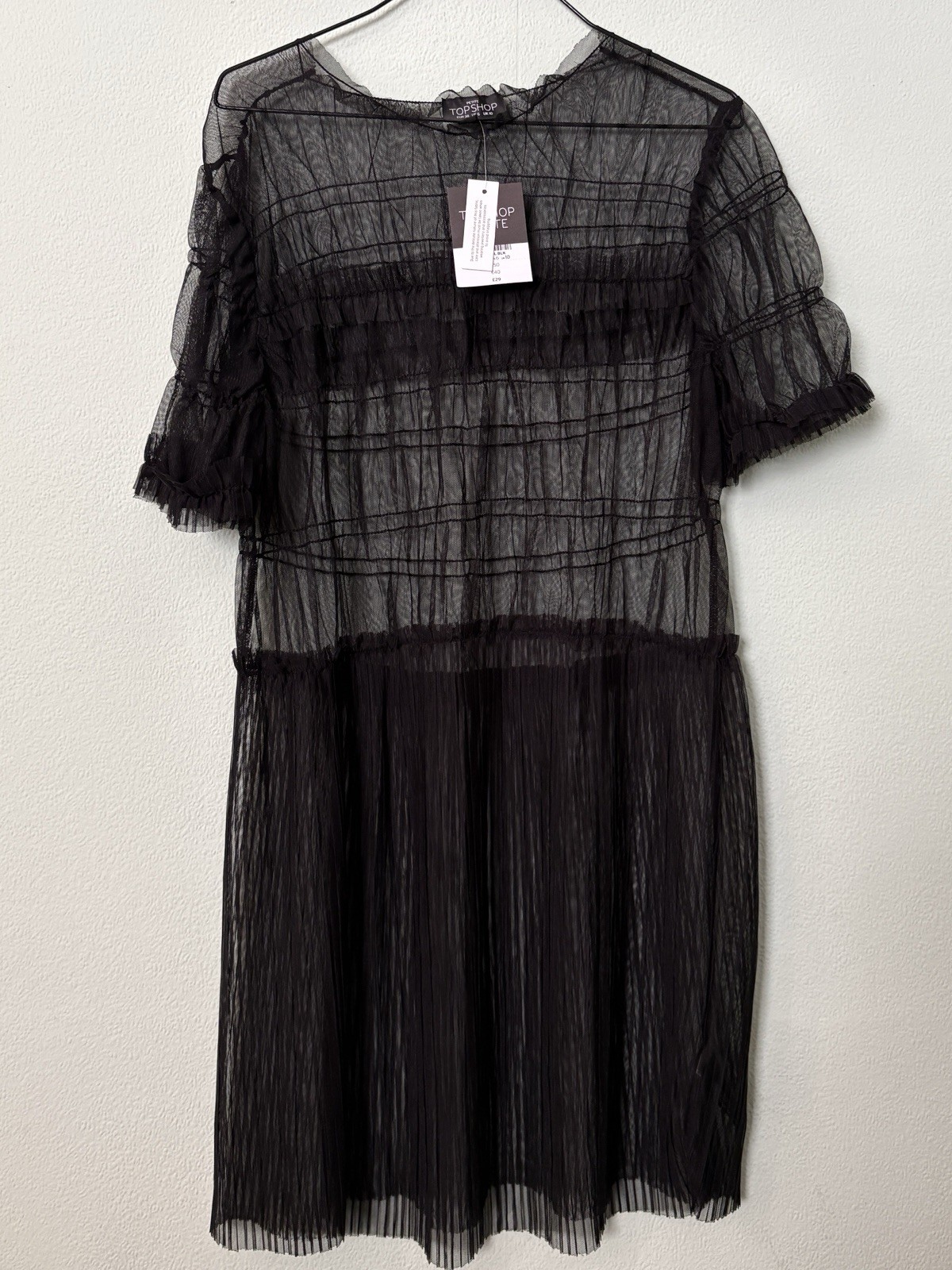 Topshop Petite Sheer Black Dress Size 10 Grunge Goth Alternative Festival Emo