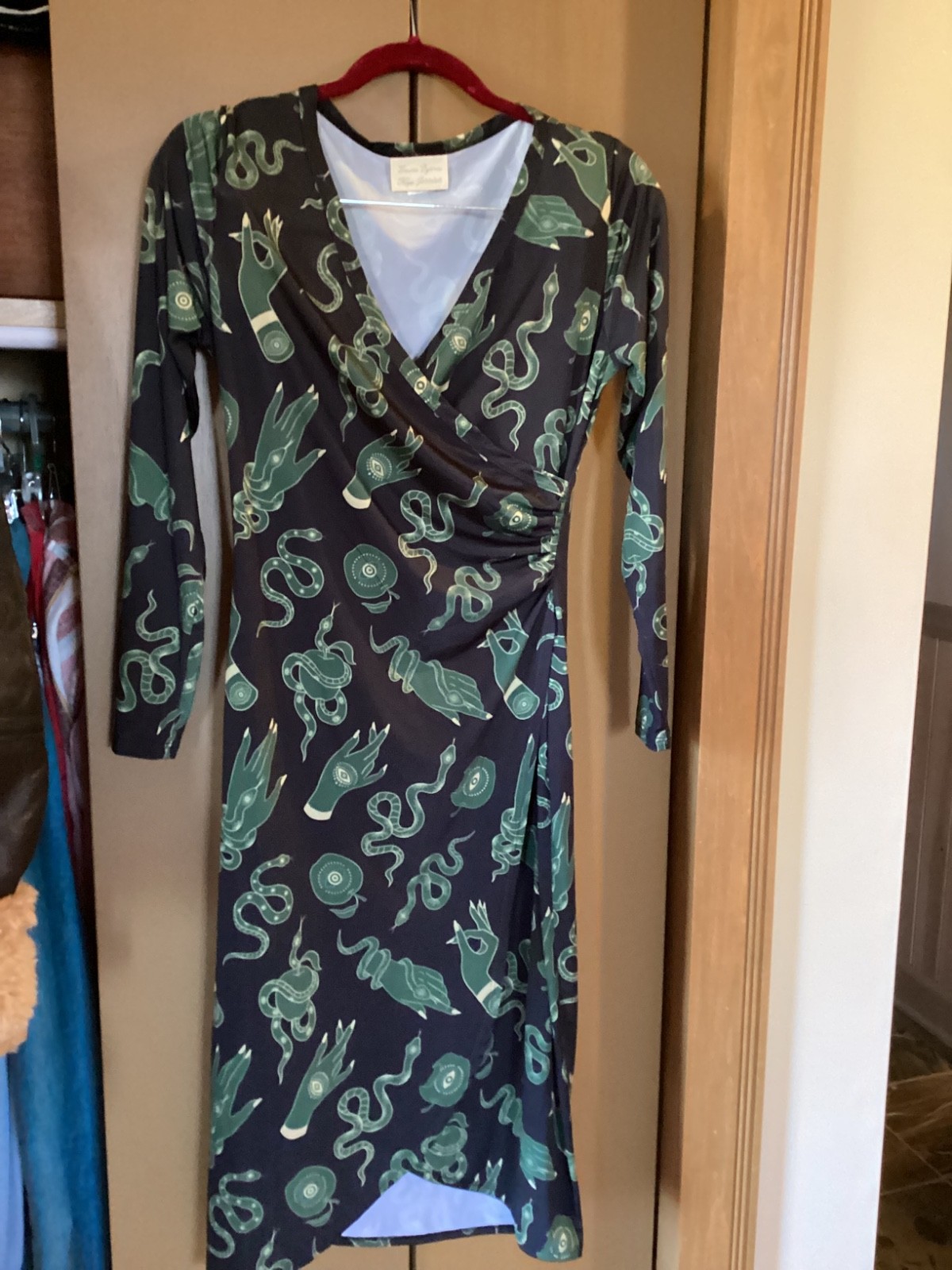 Pinup Girl Dress Black Garden of Eden Laura Byrnes Vixen Snake Couture Medium