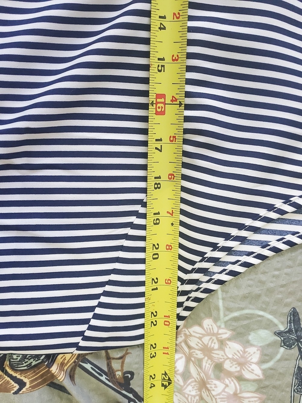 Source Unknown Blue & White Vertical Stripe Midi Dress with Ring Detail