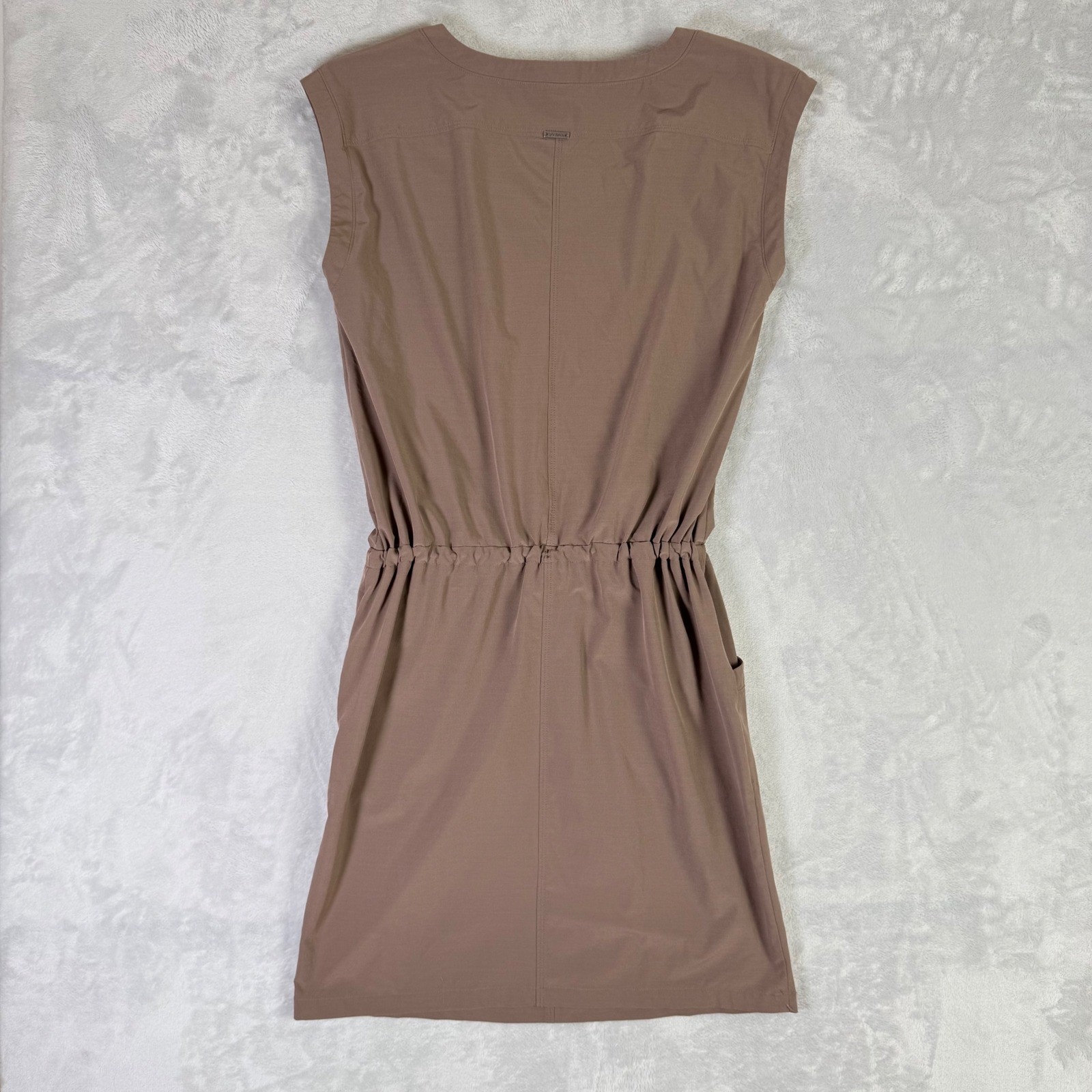 Prana Norma Dress Womens Small Brown Sleeveless Elastic Waist Recycled Active