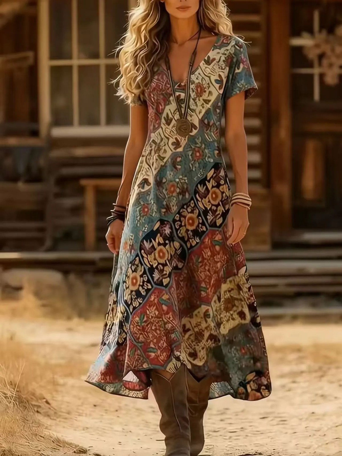 Plus Size Tie Dye Dress Women Boho Summer Loose Vacation Maxi Dress