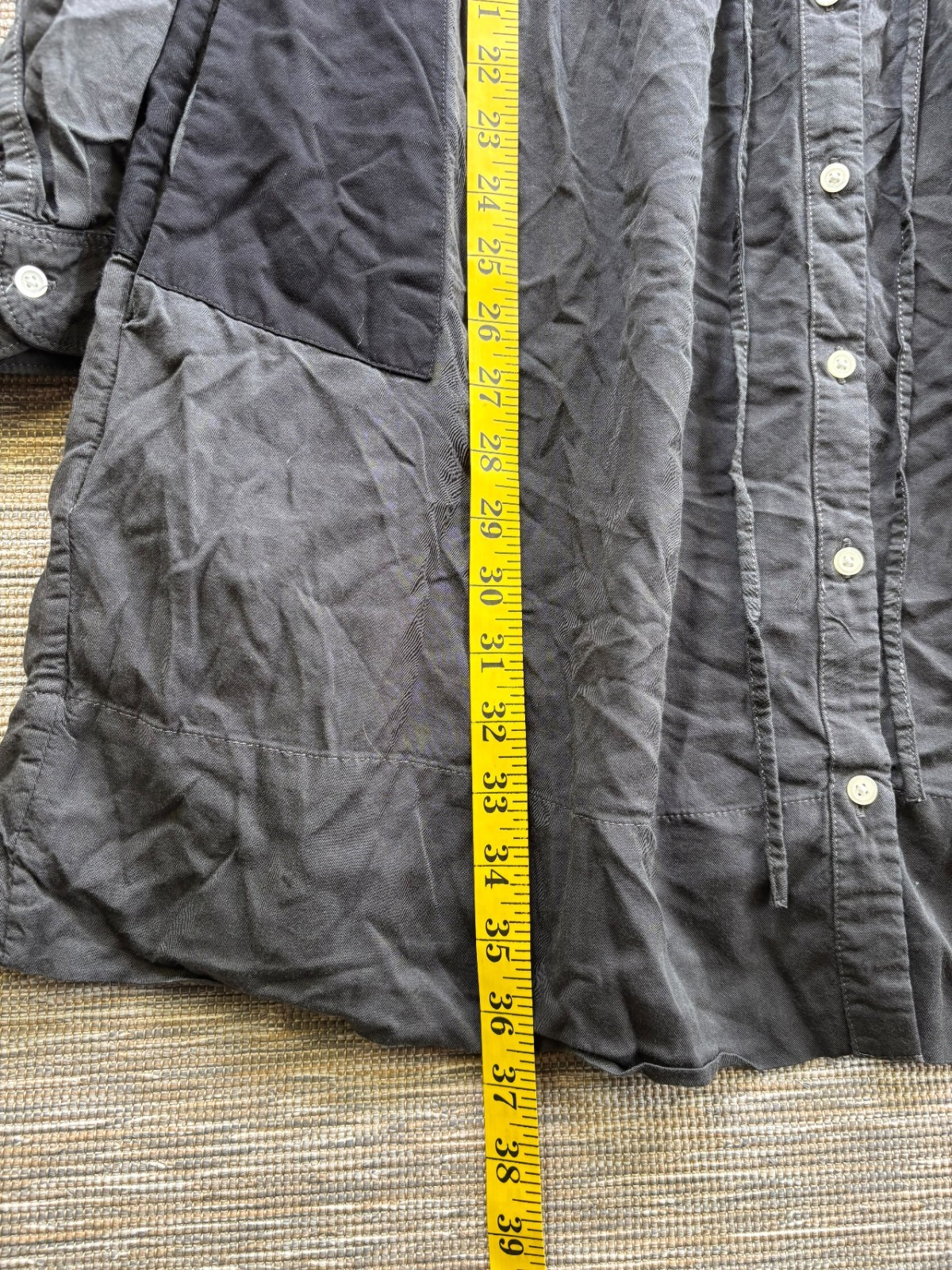 GAP Shirt Dress Womens Size 14 Black Gray Long Sleeve Button Drawstring V-Neck