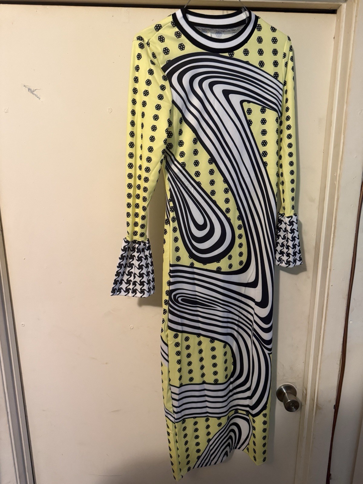 Unbranded Designer Inspired A Line Flare Long Sleeve Maxi Dress Sz S