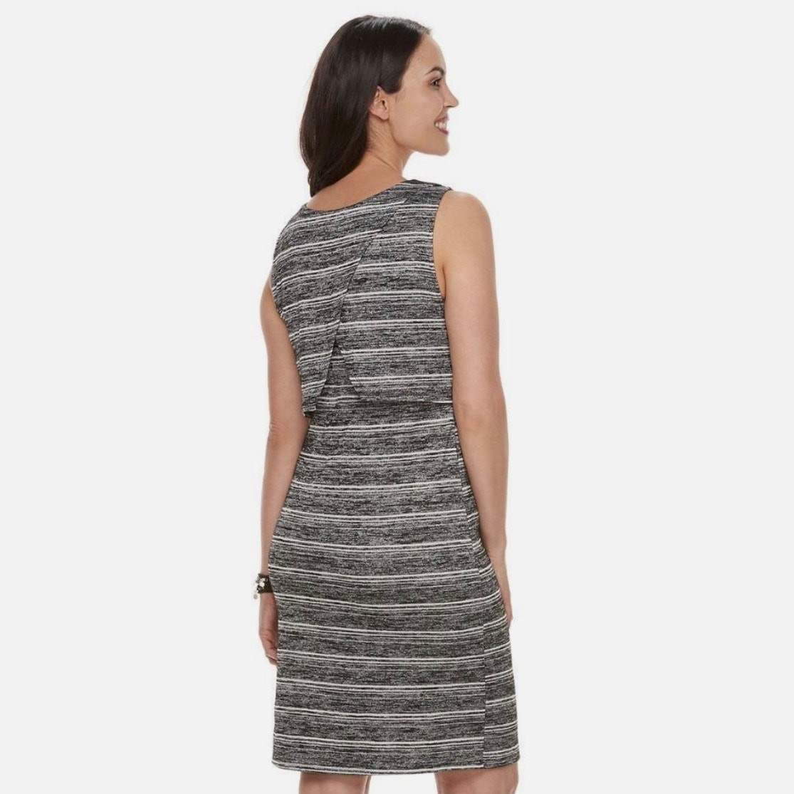 A:Glow Maternity Nursing Striped Gray Stretchy Knit Sleeveless Tank Dress NWT