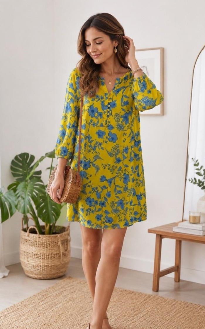 Cabi Floral Button Front Dress Long Sleeve Tie Waist Knee Chiffon Preppy Work M