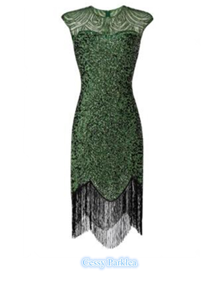 Z-L3-4 Deluxe Ladies 1920s Roaring 20s Flapper Gatsby Costume Green
