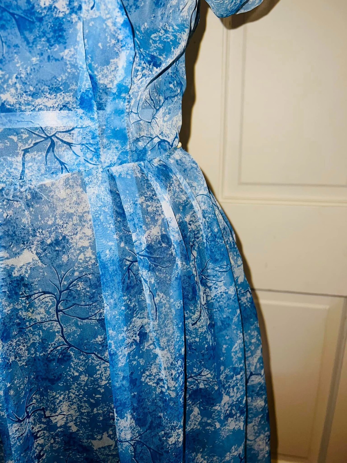 1950’s Blue Watercolor Print in Gossamer Fabric XL