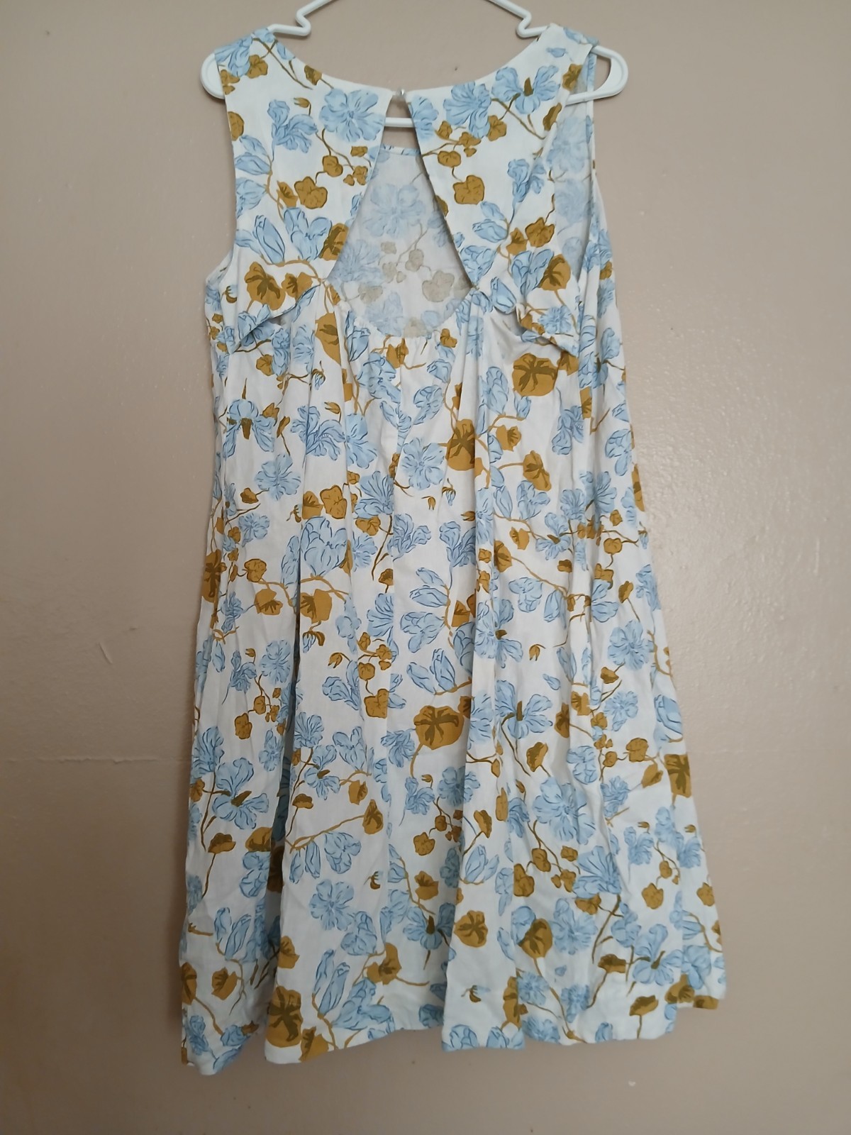 Joie Dress Large Linen Floral Cut Out Beach Cruise Resort Bohemian Cottage Boho